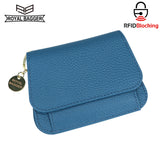 Royal Bagger RFID Short Wallets for Women Genuine Cow Leather Fashion Card Holder with Key Ring Holders Clutch Slim Coin Purse